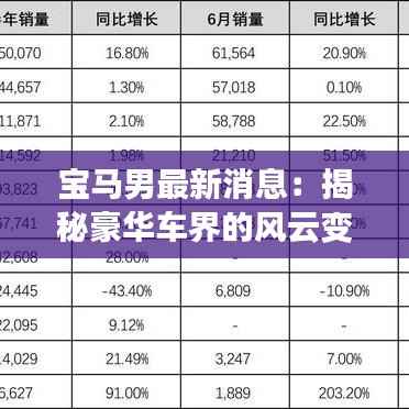宝马男最新消息：揭秘豪华车界的风云变幻