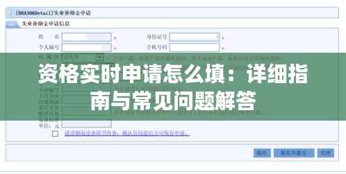资格实时申请怎么填：详细指南与常见问题解答