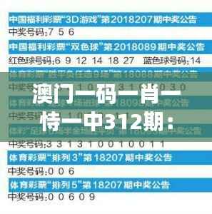 澳门一码一肖一恃一中312期：谈312期号码的历史中奖概率