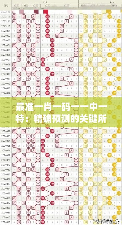 最准一肖一码一一中一特：精确预测的关键所在