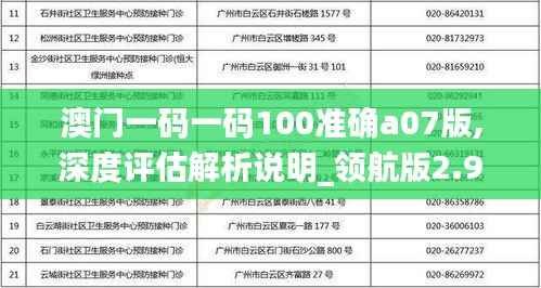 澳门一码一码100准确a07版,深度评估解析说明_领航版2.938