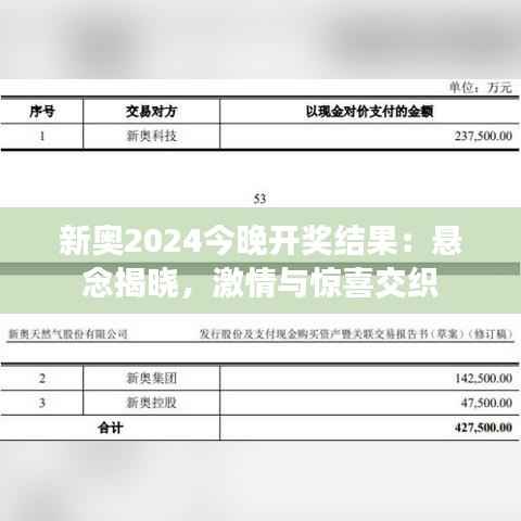 新奥2024今晚开奖结果：悬念揭晓，激情与惊喜交织