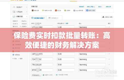 保险费实时扣款批量转账：高效便捷的财务解决方案