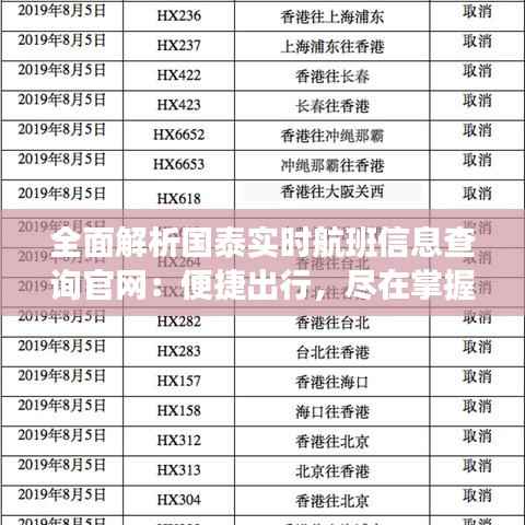 全面解析国泰实时航班信息查询官网：便捷出行，尽在掌握