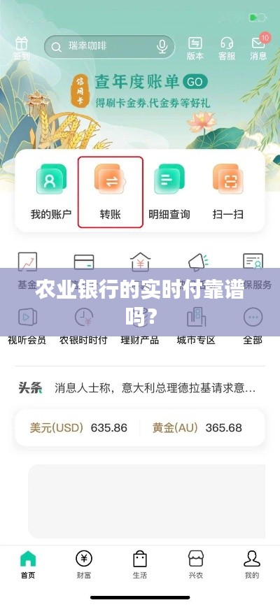 农业银行的实时付靠谱吗？