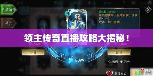 领主传奇直播攻略大揭秘！