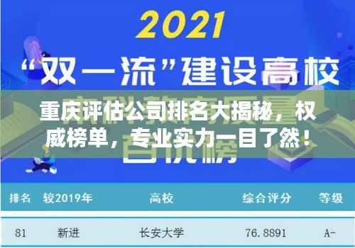 重庆评估公司排名大揭秘，权威榜单，专业实力一目了然！