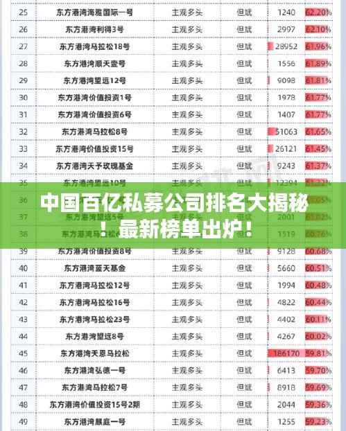 中国百亿私募公司排名大揭秘！最新榜单出炉！