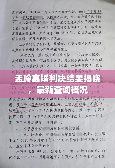 孟玲离婚判决结果揭晓，最新查询概况