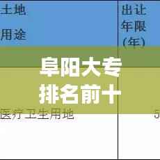 阜阳大专排名前十强揭晓，优质教育资源一览无余