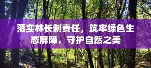 落实林长制责任，筑牢绿色生态屏障，守护自然之美