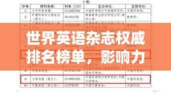 世界英语杂志权威排名榜单，影响力与普及度大揭秘！