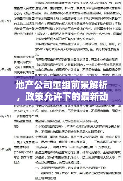 地产公司重组前景解析，政策允许下的最新动态