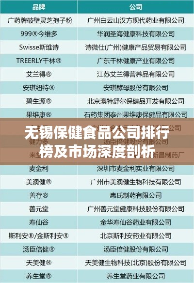 无锡保健食品公司排行榜及市场深度剖析