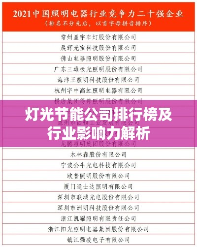 灯光节能公司排行榜及行业影响力解析