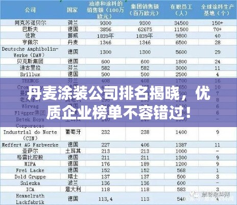 丹麦涂装公司排名揭晓，优质企业榜单不容错过！