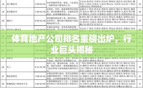 体育地产公司排名重磅出炉，行业巨头揭秘
