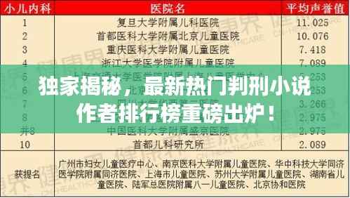 独家揭秘，最新热门判刑小说作者排行榜重磅出炉！