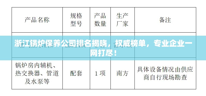 浙江锅炉保养公司排名揭晓，权威榜单，专业企业一网打尽！